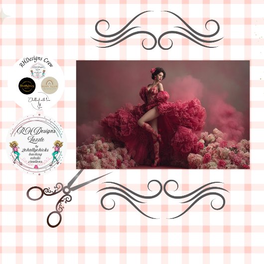 Decoupage Valentine Lady in Red Corset Lace  Seidenpapier