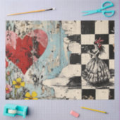Decoupage Valentine Red Heart Checkered Muster Seidenpapier (Basteln)