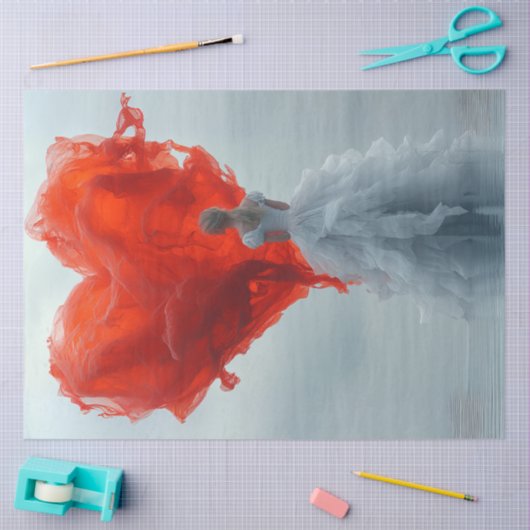 Decoupage Valentine Rotes Herz Schöne Frau Seidenpapier (Basteln)