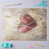 Decoupage Valentine Rustikales Herz mit Wein Seidenpapier (Basteln)