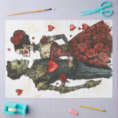 Decoupage Valentine Skeleton Couple Floating Heart Seidenpapier (Basteln)