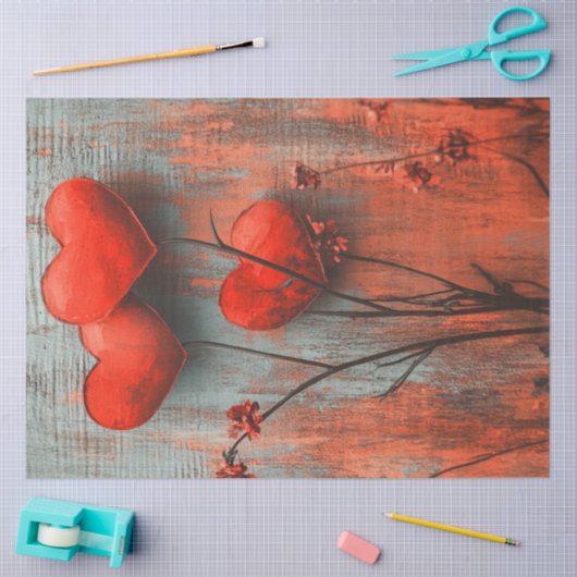 Decoupage Valentine Textured Heart Art Seidenpapier (Basteln)