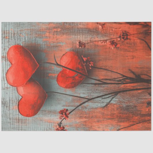 Decoupage Valentine Textured Heart Art Seidenpapier (Vorderseite)