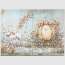 Decoupage Verziert Pastel Carriage Gezeichnet Whit Seidenpapier