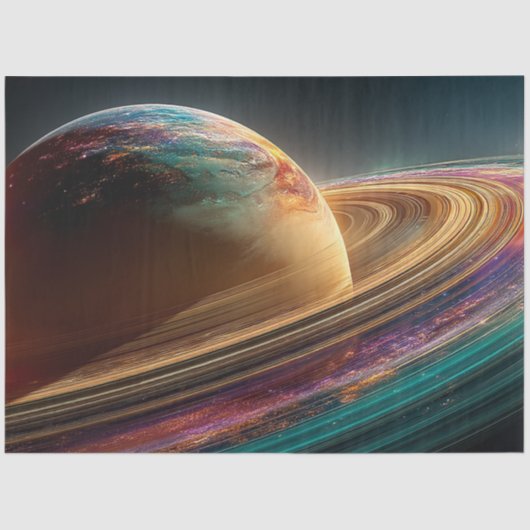 Decoupage Vibranet Planet Surface Gold Lila Aquama Seidenpapier (Vorderseite)