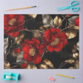 Decoupage Vibraning Red Blume Gold Silver Trim Seidenpapier (Basteln)