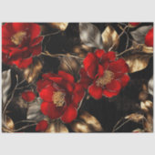 Decoupage Vibraning Red Blume Gold Silver Trim Seidenpapier (Vorderseite)