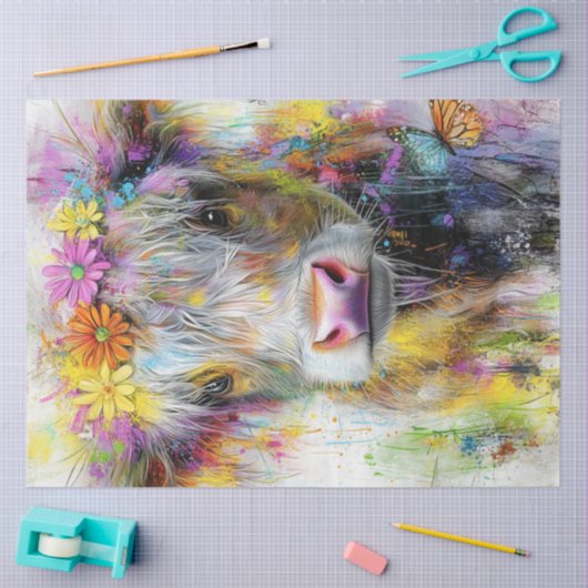 Decoupage Vibranly Abstrakte Kuh-Gesicht Seidenpapier (Basteln)