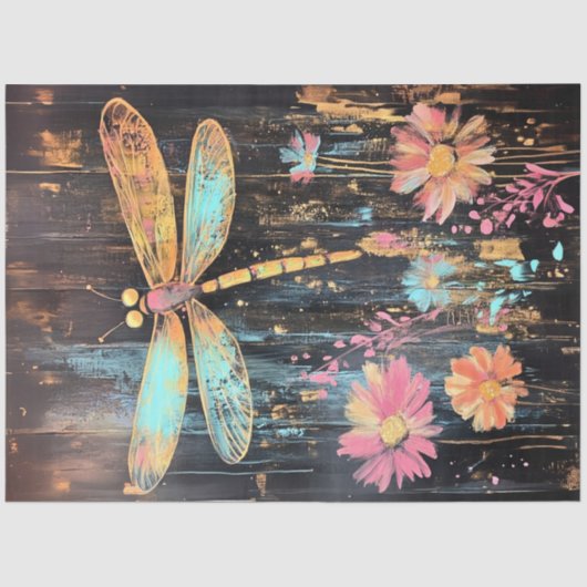 Decoupage Vibranly Dragonfly Blue Yellow Wings Seidenpapier (Vorderseite)