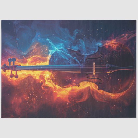 Decoupage Vibranly Feuer Violin Seidenpapier (Vorderseite)