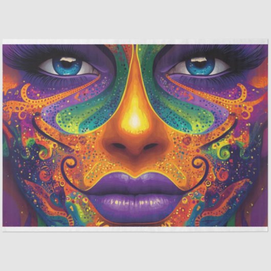 Decoupage Vibrann farbig Mardi Gras Mask Seidenpapier (Vorderseite)