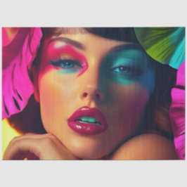 Decoupage Vibrann Frau Hues Yellow Green Lila Seidenpapier