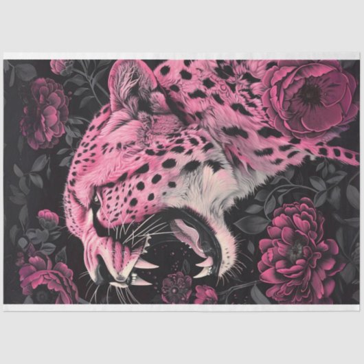 Decoupage Vibrann Pink Black Colored Cheetah Seidenpapier (Vorderseite)