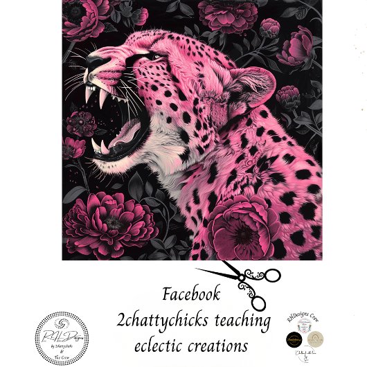 Decoupage Vibrann Pink Black Colored Cheetah Seidenpapier
