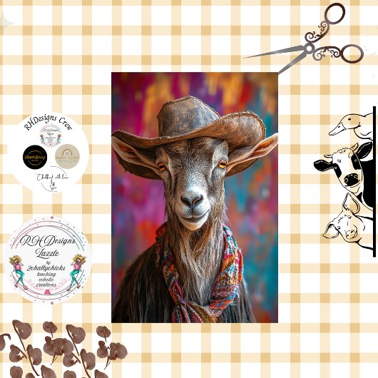 Decoupage Vibranred Cowboy Goat Seidenpapier