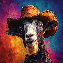 Decoupage Vibranred Goat Western Hat