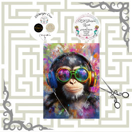Decoupage Vibrant Monkey Abstract Art Headphones  Seidenpapier