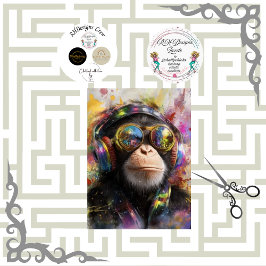 Decoupage Vibrant Painting Monkey Abstract  Seidenpapier