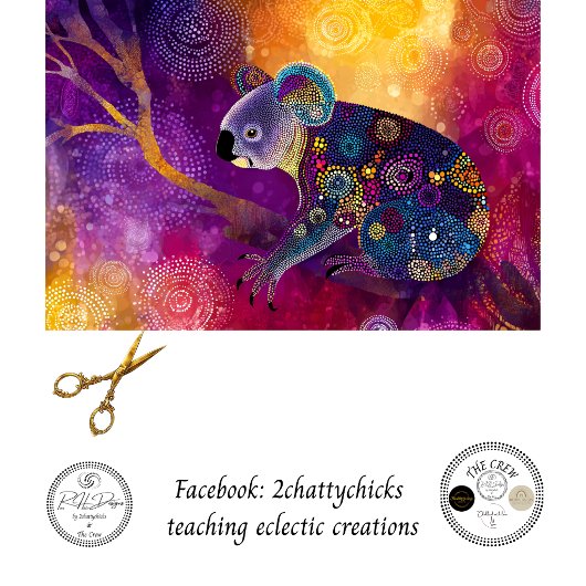 Decoupage Vibranter Koala Aboriginal-Kunst  Seidenpapier