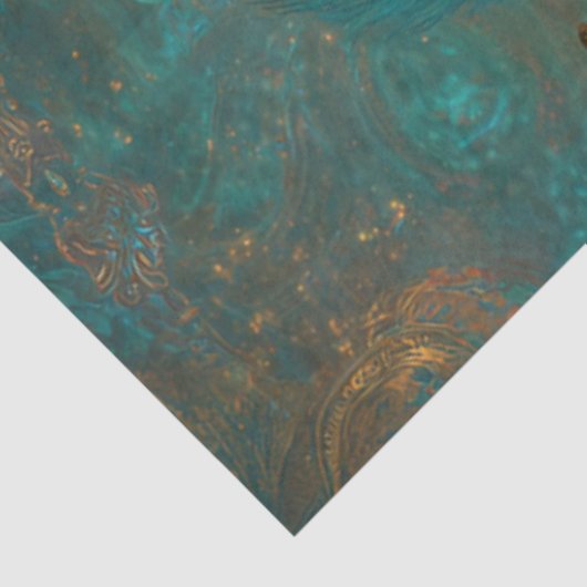 Decoupage Victorian Blue Teal Fantasy Fox Seidenpapier (Ausschnitt)