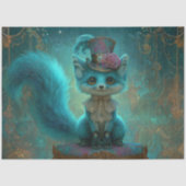 Decoupage Victorian Blue Teal Fantasy Fox Seidenpapier (Vorderseite)
