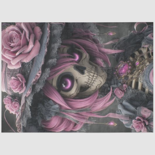 Decoupage Victorian Gothic Skeleton Seidenpapier (Vorderseite)