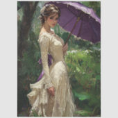 Decoupage Victorian Woman Romantic Scene Parasol Seidenpapier (Vorderseite)