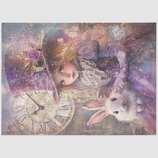 Decoupage Viktorianisch Alice Wonderland Themenwel Seidenpapier (Vorderseite)