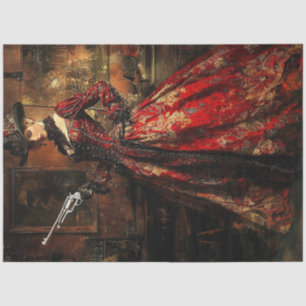 Decoupage Viktorianisch Dressed Lady Gunslinger Seidenpapier