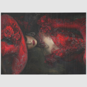 Decoupage Viktorianisch Elaborate Red Dress Wide H Seidenpapier