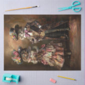 Decoupage Viktorianisch-era verkleidete Katzen Seidenpapier (Basteln)