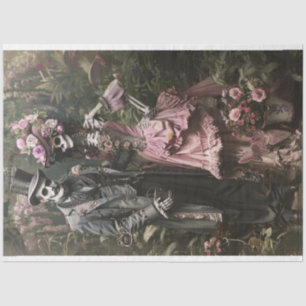 Decoupage Viktorianisch Skeleton Couple Seidenpapier