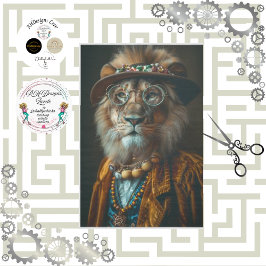 Decoupage Vintag bedruckt Charismatic Lion Seidenpapier