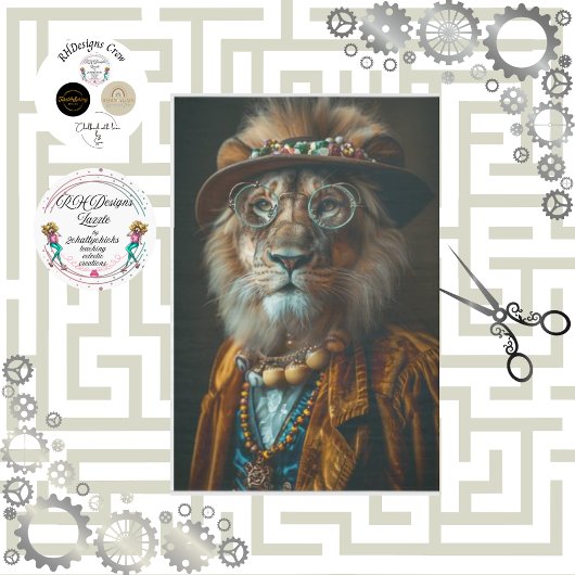 Decoupage Vintag bedruckt Charismatic Lion Seidenpapier