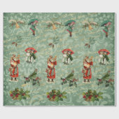 Decoupage Vintag Damask Green Ephemera Geschenkpapier (Flach)