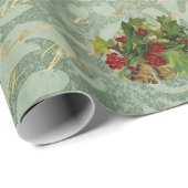 Decoupage Vintag Damask Green Ephemera Geschenkpapier (Rolleneckpunkt)