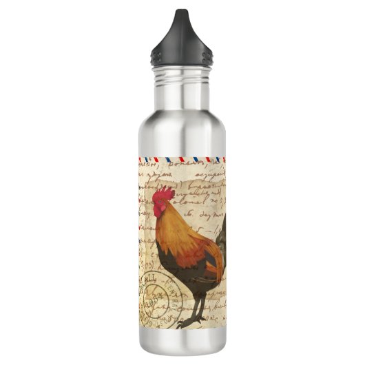 Decoupage Vintag Ephemera Farm Barn Rooster Edelstahlflasche (Links)