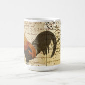 Decoupage Vintag Ephemera Farm Barn Rooster Kaffeetasse (Mittel)
