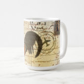 Decoupage Vintag Ephemera Farm Barn Rooster Kaffeetasse (VorderseiteRechts)