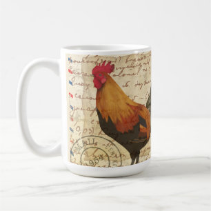 Decoupage Vintag Ephemera Farm Barn Rooster Kaffeetasse