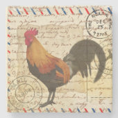 Decoupage Vintag Ephemera Farm Barn Rooster Steinuntersetzer (Vorderseite)