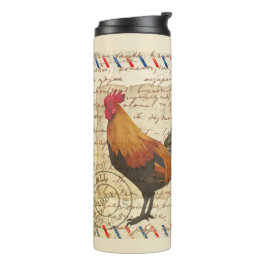 Decoupage Vintag Ephemera Farm Barn Rooster Thermosbecher