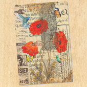 Decoupage Vintag Ephemera Poppy Hummingbird Seidenpapier