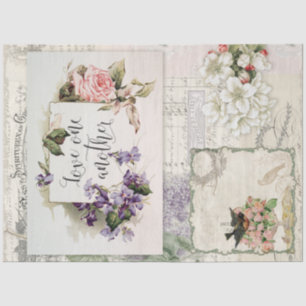 Decoupage Vintag Floral Antique Französisch Epheme Seidenpapier