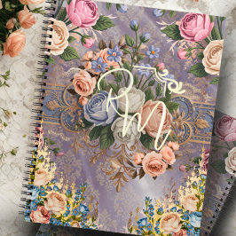 Decoupage Vintag Floral Monogram Spiral Notebook Notizblock