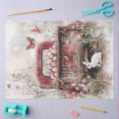 Decoupage Vintag Red Truck Osterfest Bunny & Egg Seidenpapier (Basteln)