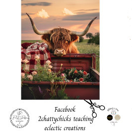 Decoupage Vintag Rustel Truck Highland Cow Field Seidenpapier