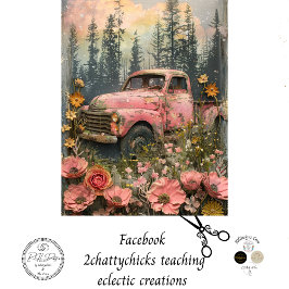 Decoupage Vintag Rustikal Pink Truck Seidenpapier