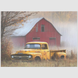 Decoupage Vintag Rusty LKW Field Red Stall Seidenpapier