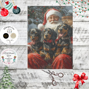 Decoupage Vintag Santa und seine Dackel Seidenpapier